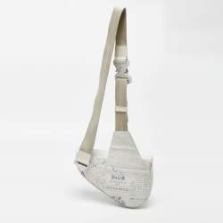 Dior x Daniel Arsham White Newspaper Print Leather Saddle Crossbody Bag