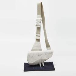 Dior x Daniel Arsham White Newspaper Print Leather Saddle Crossbody Bag