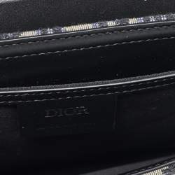 Dior Black/Blue Oblique Canvas and Leather Lock Messenger Bag