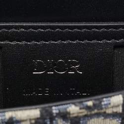 Dior Black/Blue Oblique Canvas and Leather Lock Messenger Bag