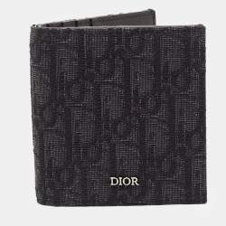 Card Holder Beige and Black Dior Oblique Jacquard and Black Grained  Calfskin