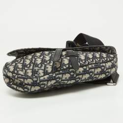 Dior Homme Blue/Black Oblique Canvas and Leather Saddle Sling Bag