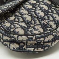Dior Homme Blue/Black Oblique Canvas and Leather Saddle Sling Bag