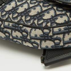 Dior Homme Blue/Black Oblique Canvas and Leather Saddle Sling Bag