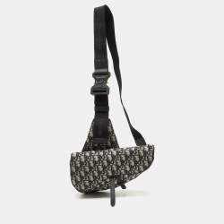 Dior Homme Blue/Black Oblique Canvas and Leather Saddle Sling Bag