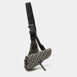 Dior Homme Blue/Black Oblique Canvas and Leather Saddle Sling Bag