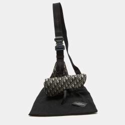 Dior Homme Blue/Black Oblique Canvas and Leather Saddle Sling Bag