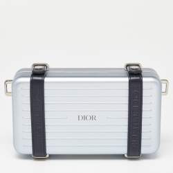 Dior x Rimowa Blue Aluminum and Leather Personal Clutch Bag