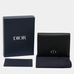 Dior Black Grained Leather Bifold Card Holder