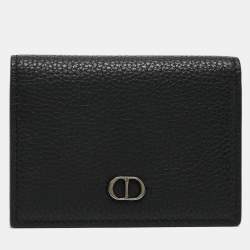 Dior Black Grained Leather Bifold Card Holder