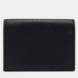 Dior Black Grained Leather Bifold Card Holder