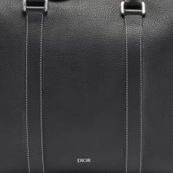 Dior Black Leather Lingot Briefcase Bag