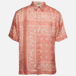 Dior Pink Printed Silk Buttoned Up Shirt XL