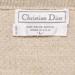 Christian Dior Beige Knitted V-Neck Sweater L