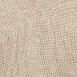 Christian Dior Beige Knitted V-Neck Sweater L