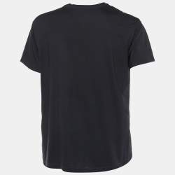 Dior Homme Black Printed & Embroidered Cotton Knit T-Shirt S