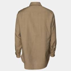 Dior Brown Linen Button Front Shirt L