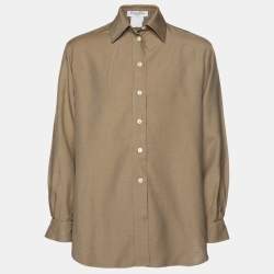 Dior Brown Linen Button Front Shirt L