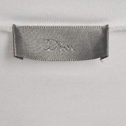 Pre Owned Dior White Embroidered Cotton Round Neck T-Shirt XL