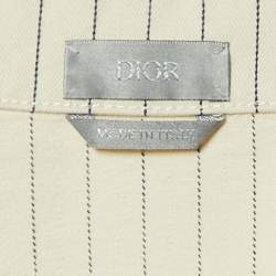 Pre Owned Dior Homme Cream Striped Cotton Button Front Jacket L