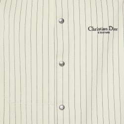Pre Owned Dior Homme Cream Striped Cotton Button Front Jacket L