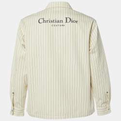 Pre Owned Dior Homme Cream Striped Cotton Button Front Jacket L