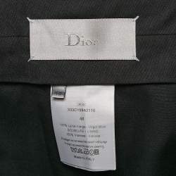 Dior Black Wool Belted Trousers M
