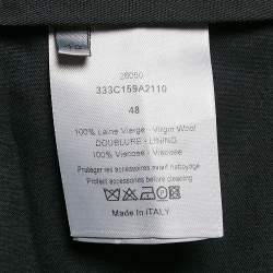 Dior Black Wool Belted Trousers M