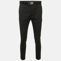 Dior Black Wool Belted Trousers M
