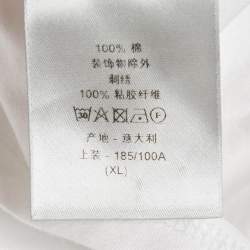 Pre Owned Dior White Logo Embroidered Cotton Half Sleeve T-Shirt XL