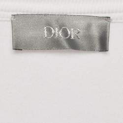Pre Owned Dior White Logo Embroidered Cotton Half Sleeve T-Shirt XL