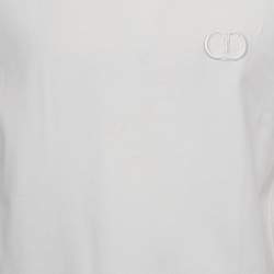 Pre Owned Dior White Logo Embroidered Cotton Half Sleeve T-Shirt XL