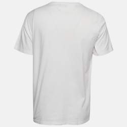 Pre Owned Dior White Logo Embroidered Cotton Half Sleeve T-Shirt XL