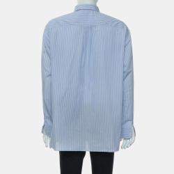 Dior Blue Cotton Stripes Button-Up Shirt FR Waist Men 41