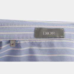 Dior Blue Cotton Stripes Button-Up Shirt FR Waist Men 41