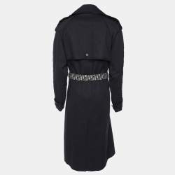 Pre Owned Dior Navy Blue Gabardine Double Breasted Belted Trench Coat L