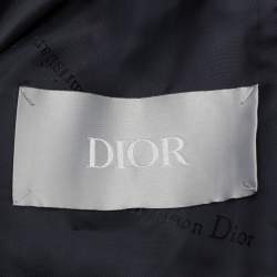 Pre Owned Dior Navy Blue Gabardine Double Breasted Belted Trench Coat L