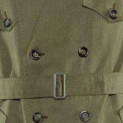 Christian Dior Vintage Khaki Green Cotton Blend Long Coat S 