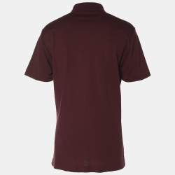 Dior Burgundy Jersey Front Pocket Polo T-Shirt XXL