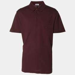 Dior Burgundy Jersey Front Pocket Polo T-Shirt XXL