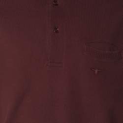 Dior Burgundy Jersey Front Pocket Polo T-Shirt XXL