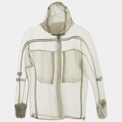 Dior Homme Grey Tulle Sheer Hooded Zip Up Jacket S