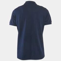 Dior Navy Blue Cotton Pique Embroidered Logo Polo T-Shirt L