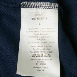 Dior Navy Blue Cotton Pique Embroidered Logo Polo T-Shirt L