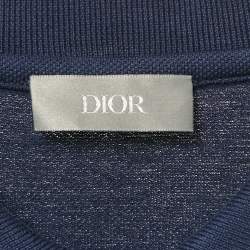 Dior Navy Blue Cotton Pique Embroidered Logo Polo T-Shirt L