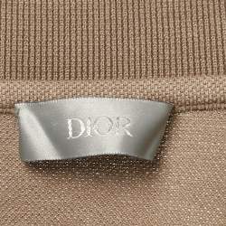 Dior Brown Cotton Pique Embroidered Logo Polo T-Shirt L