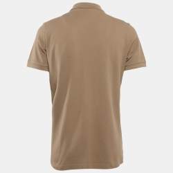 Dior Brown Cotton Pique Embroidered Logo Polo T-Shirt L