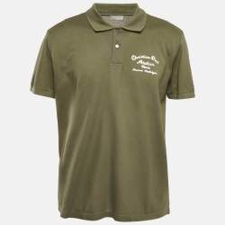 Dior Homme Green Logo Embroider Cotton Polo T-shirt XXXL