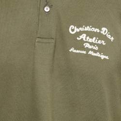 Dior Homme Green Logo Embroider Cotton Polo T-shirt XXXL