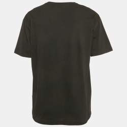 Pre Owned Dior Black Printed Logo Cotton Knit Crew Neck T-Shirt M
